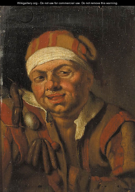 A Personification of Gluttony a man in fancy costume - (after) Jan Steen