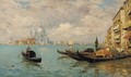 A distant view of Santa Maria della Salute, Venice, with Gondolas in the foreground - (after) Guglielmo Ciardi