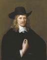 Portrait of a man, half-length, in a black costume - (after) Govert Teunisz. Flinck