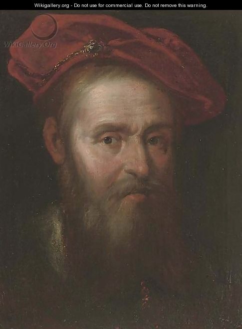 Portrait of a man, bust-length, in a cap - (after) Govert Teunisz. Flinck