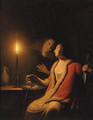 A Gentleman making advances on a Lady by Candlelight - (after) Godfried Schalcken