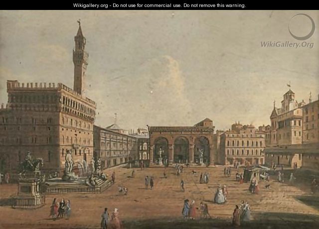 The Piazza della Signoria Florence, looking towards the Loggia dei Lanzi - (after) Giuseppe Zocchi