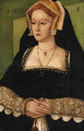 Portrait of Elizabeth Hart, of Lullingstone Castle, Kent, three-quarter-length, in a black with white dress with brocaded sleeves - (after) Holbein the Younger, Hans