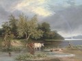 Cattle watering in a wooded landscape - (after) Henry John Boddington