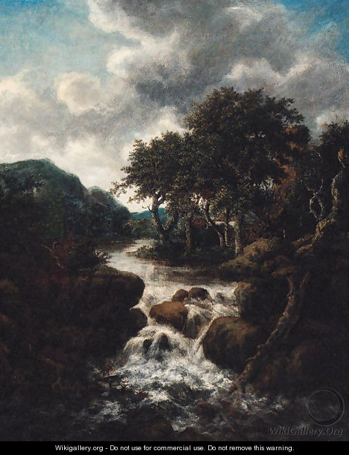 A Scandinavian landscape with a waterfall - (follower of) Ruisdael, Jacob I. van