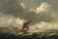 A seascape with shipping off the coast, three-masters beyond - (after) Jacob Van Ruisdael