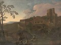 A landscape with washerwomen at a river, ruins beyond - (after) Jacob De Heusch
