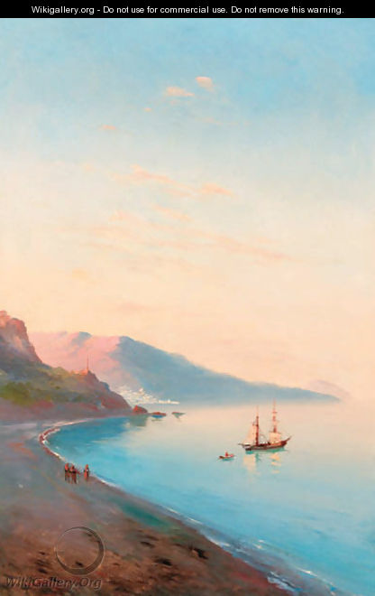 Shipping in a harbour at sunset - (after) Ivan Konstantinovich Aivazovsky