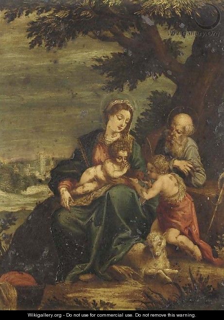 The Holy Family with the Infant Saint John the Baptist - (after) Ippolito Scarsella (see Scarsellino)