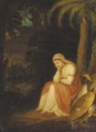 A maiden with classical trophies in a landscape - (after) Romney, George