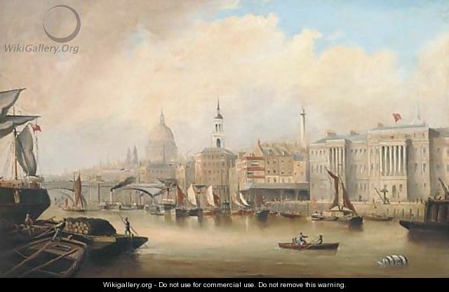 View down the Thames, with Blackfriars and St. Paul