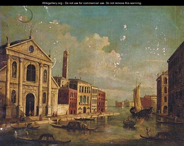 A capriccio of a Venetian canal - (after) (Giovanni Antonio Canal) Canaletto