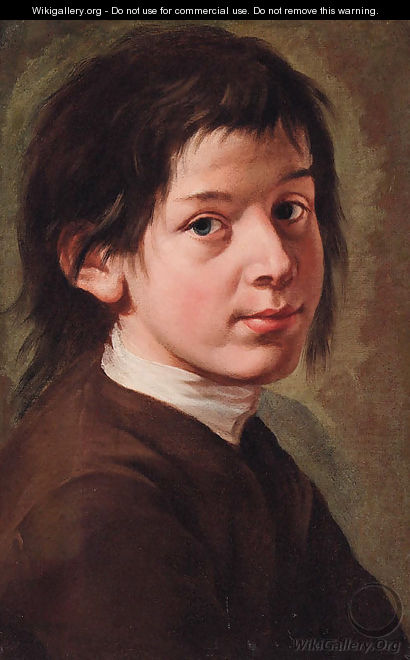 Portrait of a boy, bust-length, in a brown jacket - (after) Giacomo Francesco Cipper, Il Todeschini