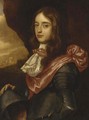 Portrait of a nobleman, thought to be Prince Rupert Palatine, small-half-length, in armour with a crimson sash, a landscape beyond - (after) Honthorst, Gerrit van