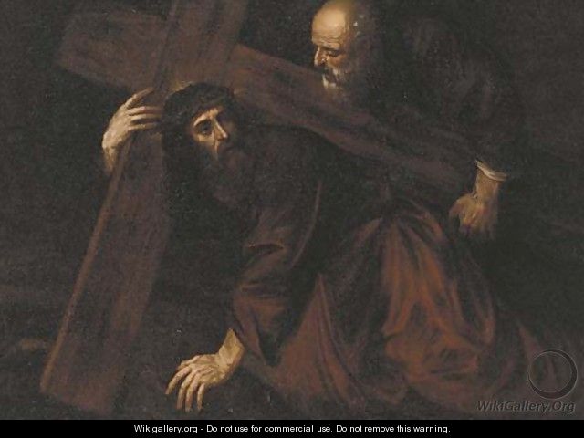 Christ carrying the Cross with Simon of Cyrene - (after) Giovanni Francesco Guercino (BARBIERI)