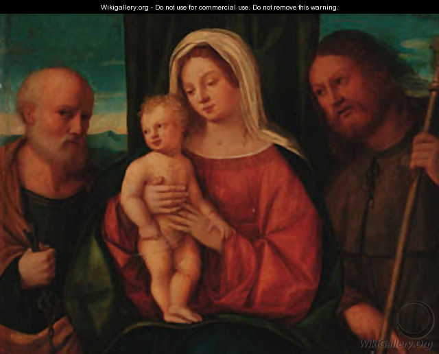 The Madonna and Child with Saint Peter and Saint Roch - (after) Giovanni Bellini