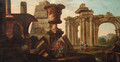 Figures amongst classical ruins - (after) Giovanni Paolo Panini