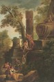 A capriccio of a tomb with onlookers - (after) Giovanni Paolo Panini