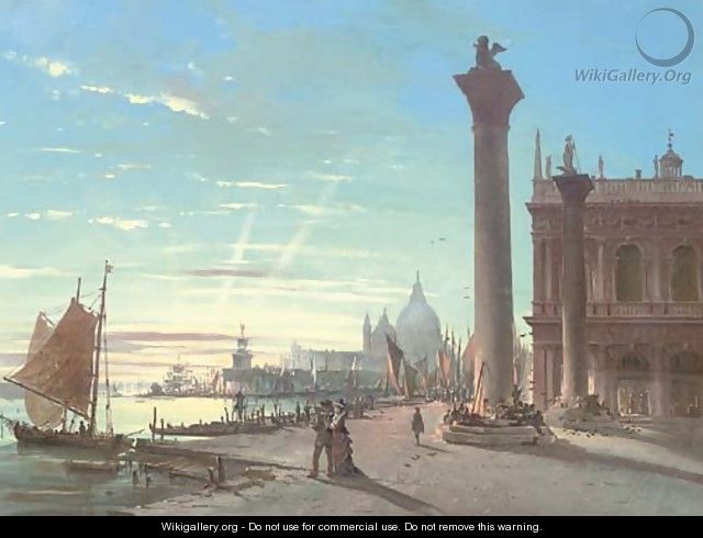 The Piazzetta of San Marco at dusk, Venice - (after) Giovanni Grubacs