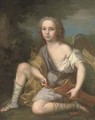Portrait of a young boy as Cupid - (after) Francois-Hubert Drouais