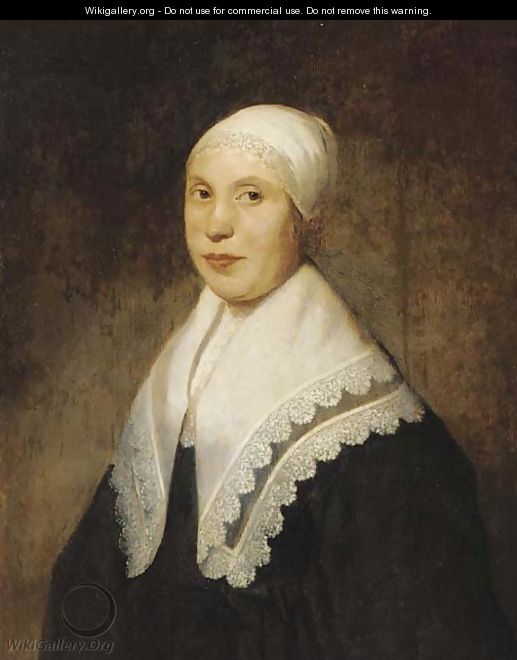 Portrait of a lady, half-length, in a white lace cap - (after ...