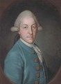 Portrait of a gentleman, bust-length, in a blue coat and lace cravat - (after) Francis Cotes