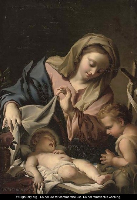 The Madonna and Child and the Infant Saint John the Baptist - (after) Francesco Trevisani