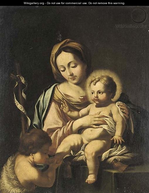 The Madonna and Child with Saint John the Baptist - (after) Francesco Solimena