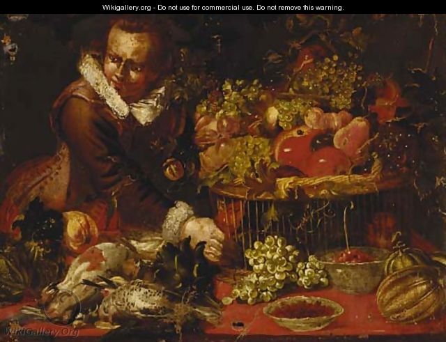 A youth with a basket of grapes - (after) Frans Synders