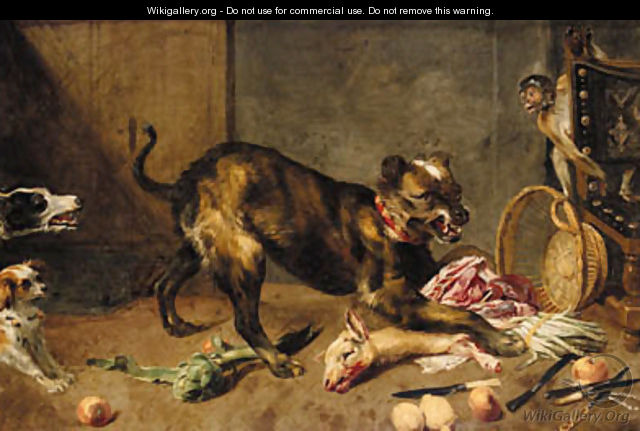 A hound guarding animal lights from other dogs with lemons - (after) Frans Snyders