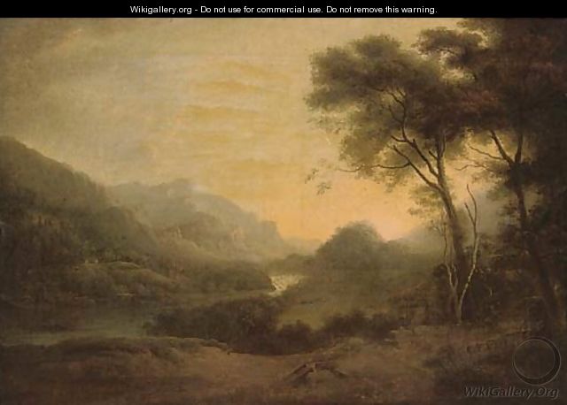 A mountainous river landscape - (after) George Arnald