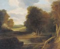 A classical landscape with nymphs reclining by a tree - (after) Gaspard Dughet