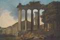 The Temple of Concorde, Rome, with classical figures in the foreground - (after) Gaspard Dughet