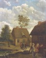 A farmyard with figures conversing - (after) David The Younger Teniers