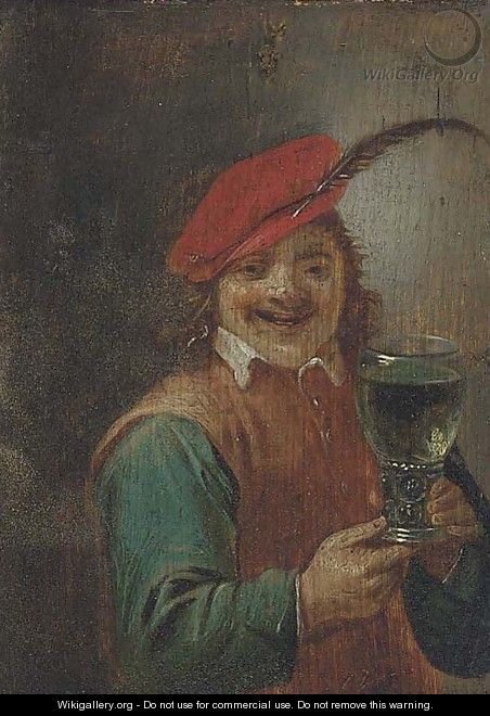A boor holding a roemer - (after) David The Younger Teniers