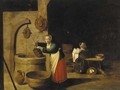 A barn interior with a woman at a well - (after) David The Younger Teniers