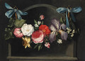 A Garland of Flowers hanging before a Niche - (after) Daniel Seghers