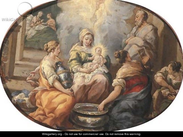 The Holy Family with female attendants - (after) Corrado Giaquinto