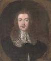 Portrait of a gentleman, bust-length, in a black coat and white collar, in a feigned oval - (after) Johnson, Cornelius I