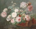 Still life of pink and white roses, carnations and tulips - (after) Cornelis Van Spaendonck
