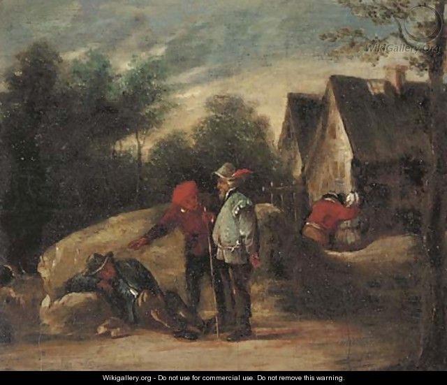 Travellers at rest on a track - (after) David The Younger Teniers