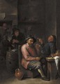 Peasants smoking and drinking in an inn - (after) David The Younger Teniers