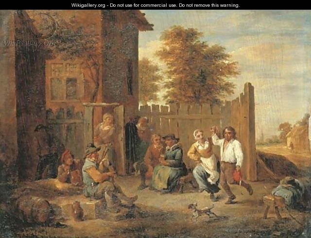 Peasants merrymaking outside an inn - (after) David The Younger Teniers