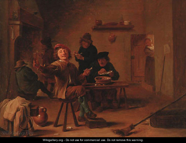 Peasants merrymaking in a tavern interior - (after) David The Younger Teniers