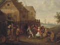 Peasants merrymaking and dancing by an inn - (after) David The Younger Teniers