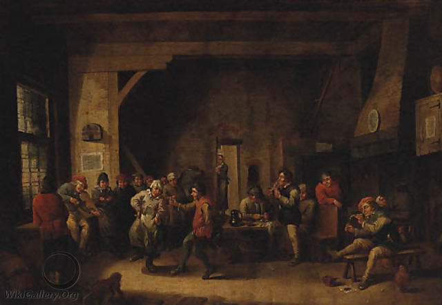 Peasants dancing in a Tavern Interior - (after) David The Younger Teniers