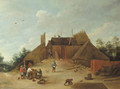 Peasants at work on a building site - (after) David The Younger Teniers
