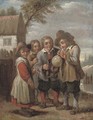 Children blowing a bladder - (after) David The Younger Teniers