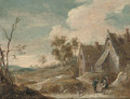 A village landscape with peasants conversing - (after) David The Younger Teniers