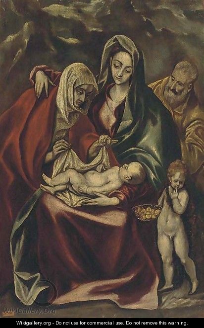 The Holy Family with Saint Anne and the Infant Saint John the Baptist - (after) El Greco (Domenikos Theotokopoulos)